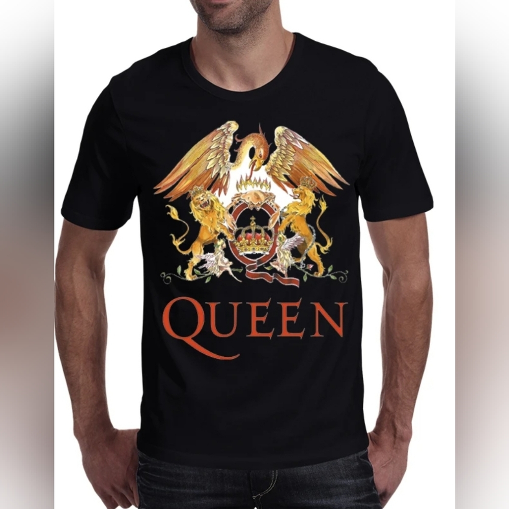 Queen Official Merch Rock 2017 Fire Lions and Eagle Queen Crest Band T shirt